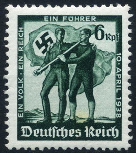 ★1938年 ドイツ第三帝国 - 「オーストリアとドイツの連合」 1種完 未使用(LH)(SC#484)★ZX-378