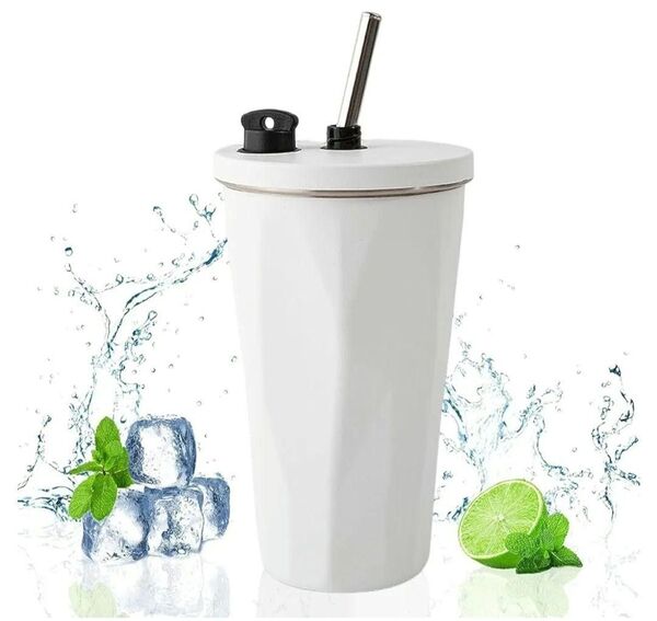 ストロー付きタンブラー 蓋付きタンブラー タンブラー 大容量 600ml 白