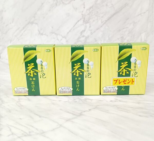 未使用 旅美人 うるるの泡 茶 洗顔石けん 100g 泡立てネット付x3個セット/うるるの泡 スキンケア ソープ うるるの泡 石鹸