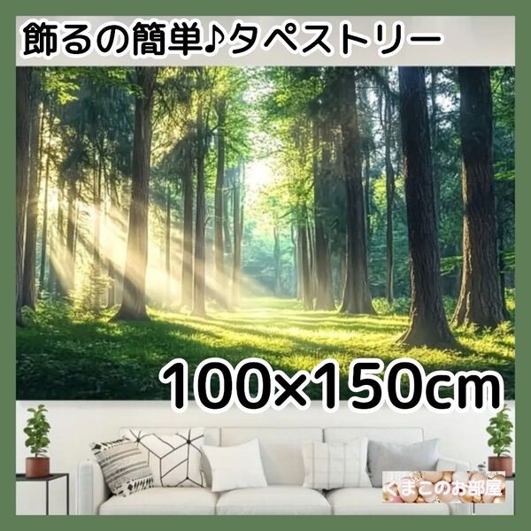 タペストリー 背景布 緑 森林 新緑 神秘的 インテリア 129f