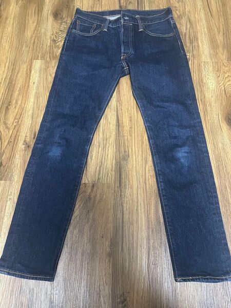 w30 良好 リーバイス Levi's 501s ボタンフライ スキニー 濃紺 黒カン 内股シングル 革パッチ 裾チェックステッチ