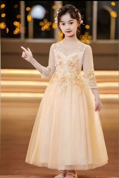 子供フォーマル キッズドレス レースワンピース ピアノ発表会 結婚式 パーティ コスプレ 110