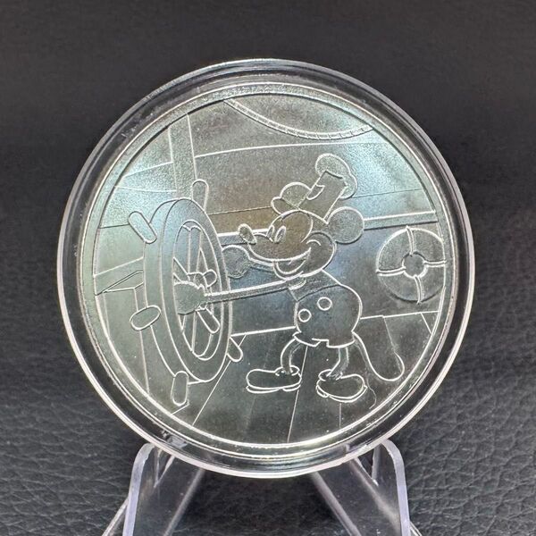 「蒸気船ウィリー 」 ディズニー ミッキーマウス 1オンス 1oz 純銀 シルバーラウンド アクリルコインカプセル付き