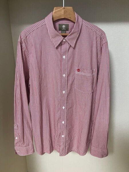 Timberland チェック柄長袖シャツ レッド系