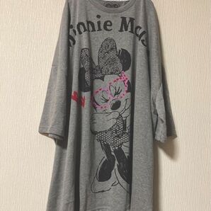 ミニーちゃん オーバーサイズ 綿ニット ロンT チュニック ミニーマウス ディズニー ミッキーマウス Tシャツ