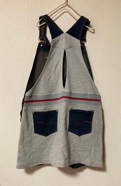 後ろスウェットデザイン サロペスカート