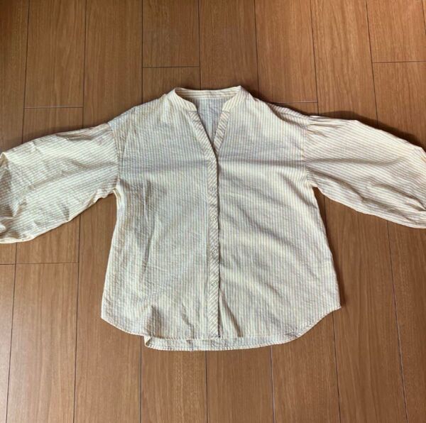 シャツ 2way ストライプ ベージュ イエロー ブルーブルーエ Bleu Bleuet