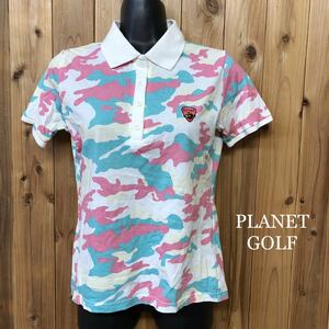 【PLANET GOLF】プラネットゴルフ◇レディース size M 半袖シャツ コットン ポロシャツ 迷彩柄 カモフラージュ トップス ゴルフウエア