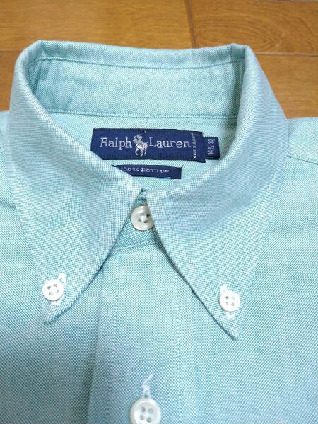 ラルフローレン RALPH LAUREN 長袖ボタンダウンシャツ ブルーグリーン S