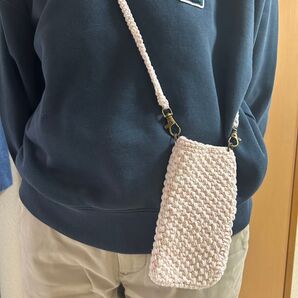 ハンドメイド スマホポシェット ピンク