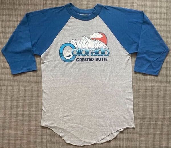 ★70s USA製 ラグラン七分丈 Tシャツ コロラドCrested Butte