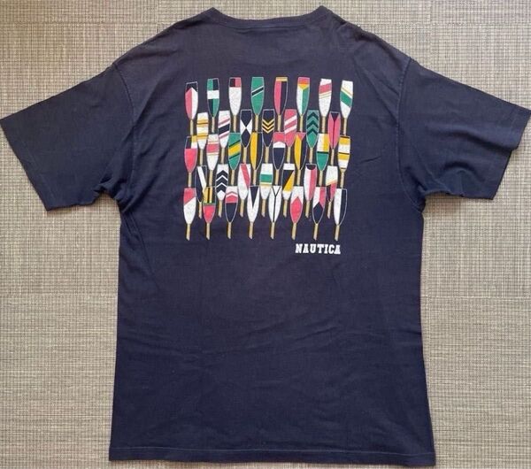 ◆90s USA製 OLD NAUTICA 小文字タグポケットTシャツ ネイビー