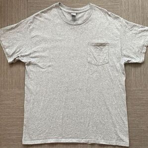 ◆GILDAN ギルダン 無地Tシャツ 胸ポケット付き グレー Lサイズ ポケットTシャツ