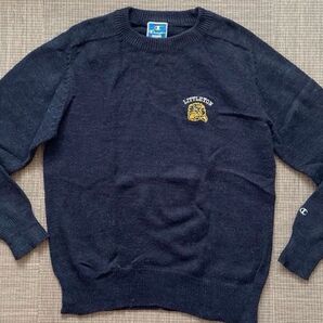 ◆【希少】90s Champion ニット/セーター ネイビー 刺繍青タグ L 紺