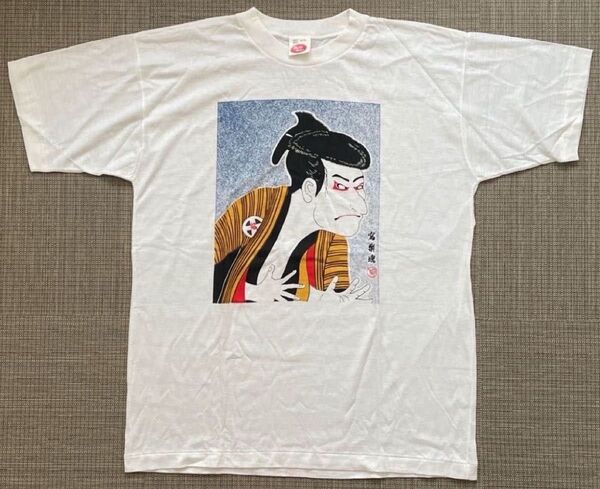 ◆80s Daily Wear 浮世絵プリント Tシャツ 寫楽魂 写楽 歌舞伎 ビンテージ 白