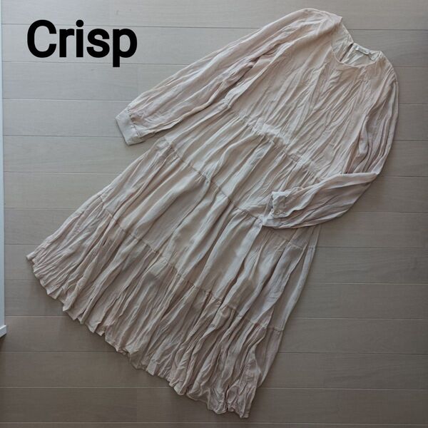1933 Crisp クリスプ ワッシャーティアードワンピース 長袖 ロングワンピース F アイボリー