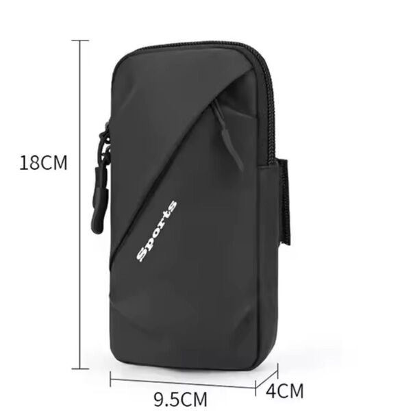 アームバンド ランニング ブラック スマホホルダー防水 PU スポーツバッグ ポーチ スマホ ブラック