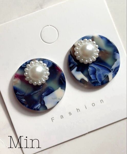 おおぶり カボション ピアス イヤリング ハンドメイド