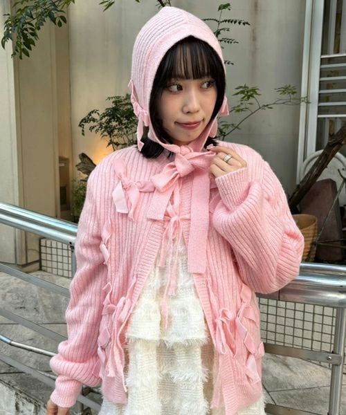Candystripper★リボンピンクニット帽