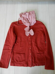 ** prompt decision Pink House cardigan ribbon PINK HOUSE red M size **