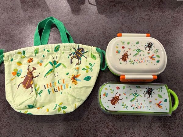 【中古】Skater 昆虫 弁当箱 ランチボックス セット 箸 フォーク スプーン 遠足
