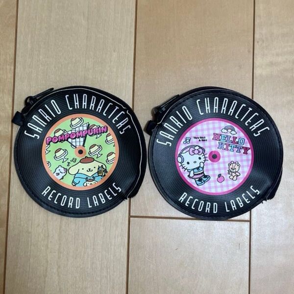 サンリオ レコード盤風フラットポーチ ポムポムプリン/ハローキティ
