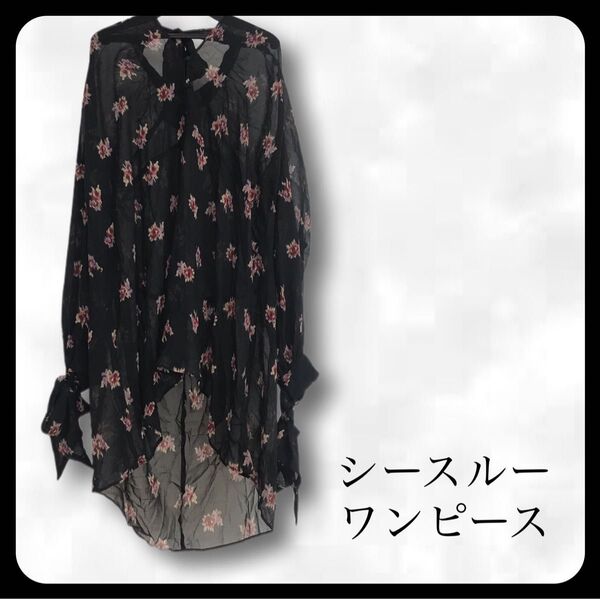 【美品/特価ご奉仕価格】シースルー 花柄 ワンピース