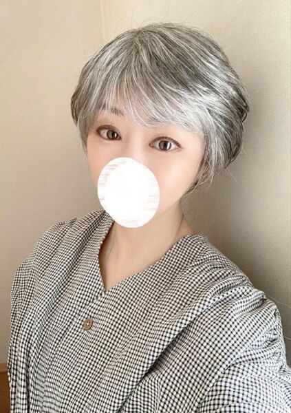 ナオアート(NAO-ART) 人毛MIX らくらく帽子ウィッグ グレーヘアー