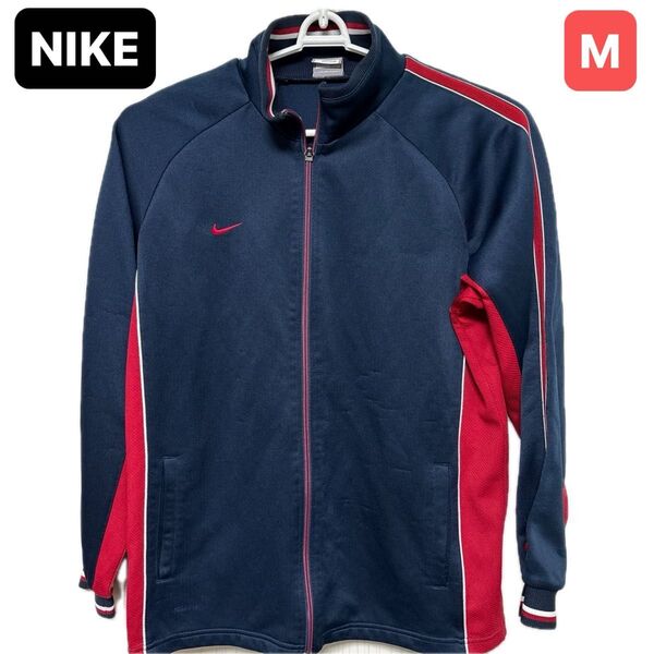 NIKE ジャージ トラックジャケット ネイビー/レッド Mサイズ *ひきつれネーム跡あり訳アリ