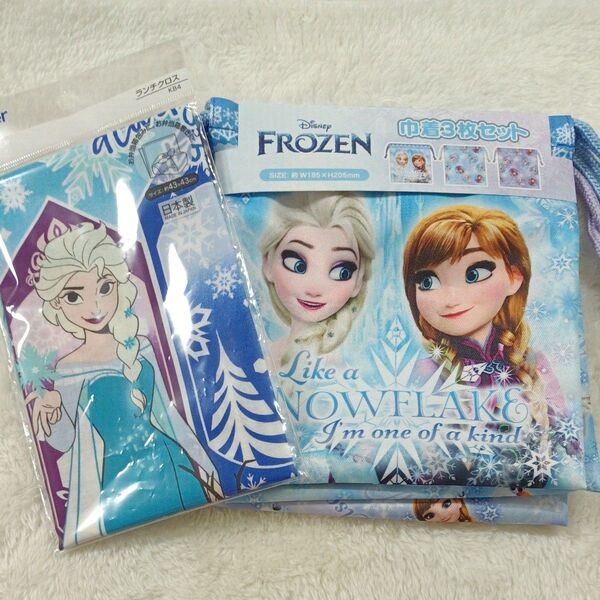 Disney ディズニー FROZEN アナと雪の女王 ランチクロス&巾着3枚セット ☆新品未使用品