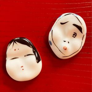 おかめ&ひょっとこ 陶器箸置き2個セット