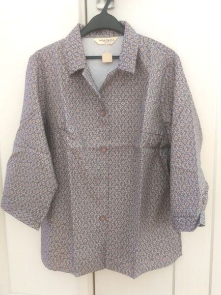 新品 シニア向け 七分袖ブラウス グレー系 13号