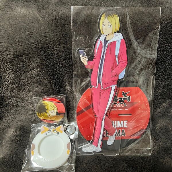 ハイキュー!! ゴミ捨て場の決戦 TOHO特典 孤爪研磨 音駒高校アクスタ、ラバー缶バッジホルダーケンマネコ 缶バッジ