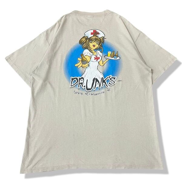 【90s】DR.UNK'S ナース グラフィックTシャツ 実寸:XL フックアップス プロモーション ビンテージTシャツ 古着