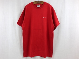 NIKE■ワンポイント刺繍Tシャツ レッド/L 00S スウッシュ ナイキ