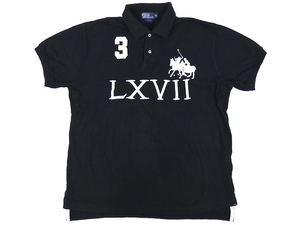 Polo by Ralph Lauren■刺繍入りコットン鹿の子ポロシャツ ブラック/XL ラルフローレン