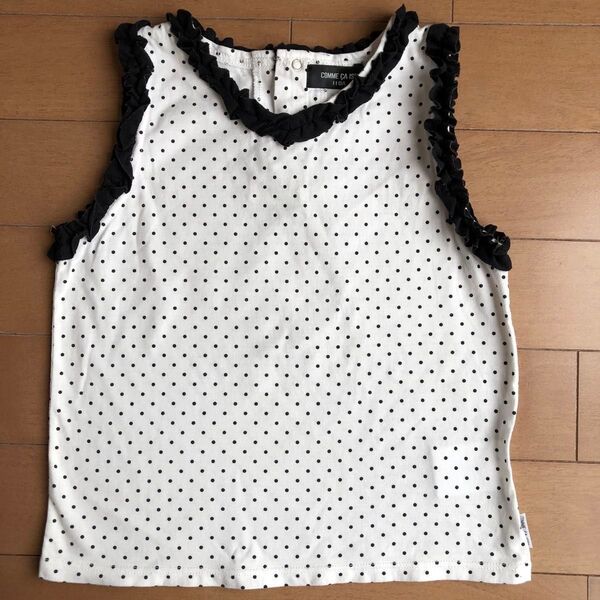 COMME CA ISM ☆ コムサイズム ドットTシャツ 女の子 フリル ノースリーブ