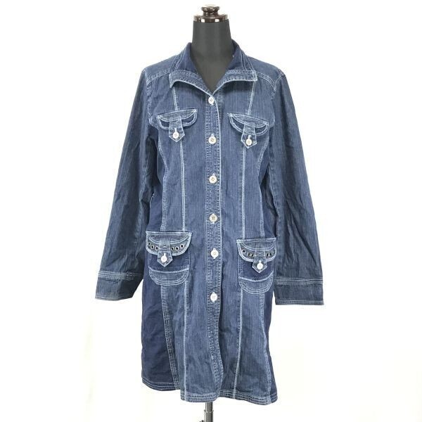 一宮繊維/ノアジェ/noa-ge★デニム/シャツワンピース【women’s size -L/紺/navy】Dress/Jackets◆BG940