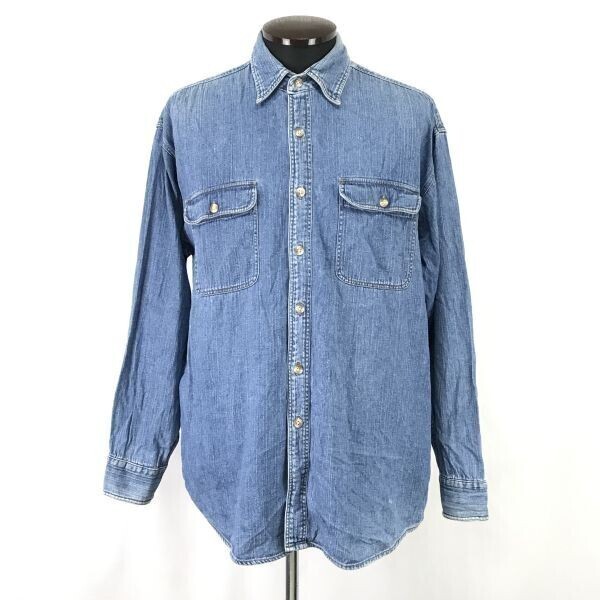 ヴィンテージカー/VINTAGE-CAR★長袖デニムシャツ【メンズL程度/青/blue】ウエスタン/シャンブレー/Tops/Shirts◆BH731
