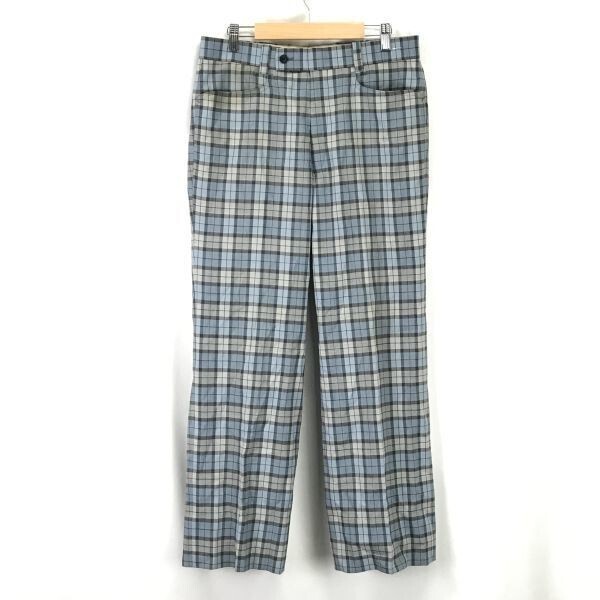 オンワード樫山/レイクランド★チェック柄/ストレッチパンツ【Mens size -82/股下72cm/青系×グレー/blue系×gray】Pants/Trousers◆BH156