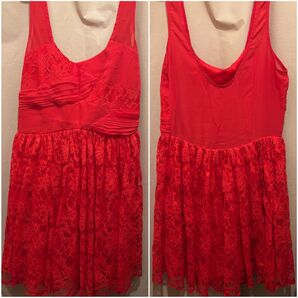 TOPSHOP レースドレス ミニ ワンピース 赤 レッド ノースリーブ