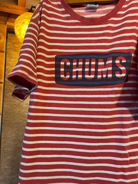 chums tシャツ*ボックスロゴ ボーダーL チャムス キャンプ