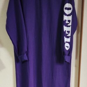 OFFI9 ロングTシャツ パープル ロゴ入り