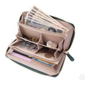 お買い得 仕分け上手な本革長財布グリーン2個組 レディース 開運縁起 風水 プレゼント 母の日