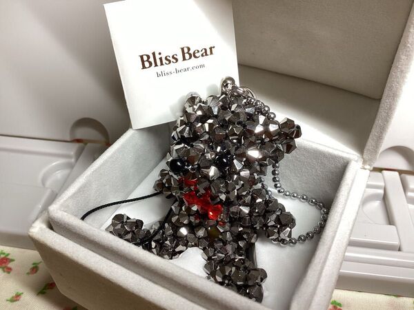 【未使用】キーホルダー テディベア ブリスベア Bliss Bear クリスタル Sサイズ ブラッククリスタル 箱付き 日本製