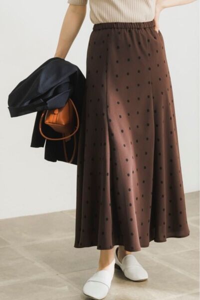 URBAN RESEARCH柄マーメイドスカート ドット ブラウン