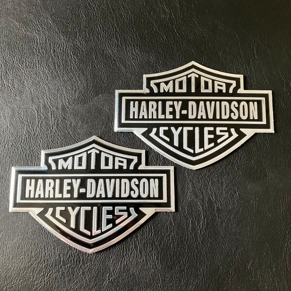 2枚セット HARLEY-DAVIDSON 防水ステッカー アルミ製 バイク ステッカー ハーレーダビッドソン エンブレム