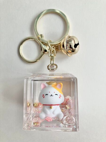 ネコと桜 オイルキーホルダー 猫 ねこ ハーバリウム アクアリウム キーホルダー バッグチャーム ストラップ キーリング さくら