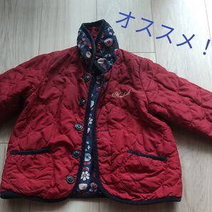 ジャケット ベビー キッズ リバーシブルジャケット 使い勝手よい キルティング 花柄 赤 オススメ