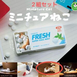 カプセルトイ ミニチュアねこ ミニチュアポップコーンねこ 2点(カテ/おもちゃ or インテリア)